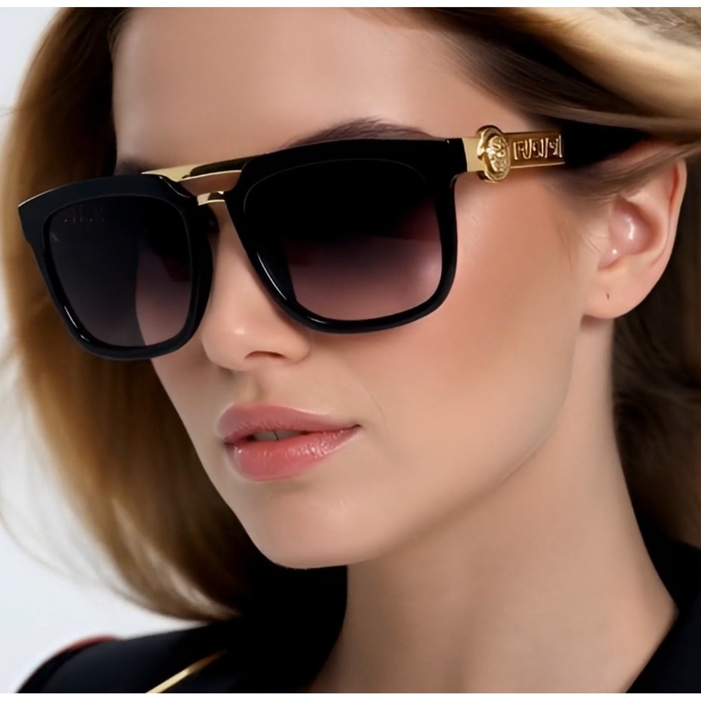Stylish Sunglasses Luxury Outfit Celebrity Shades Women Style Gold Top Bar Gafas